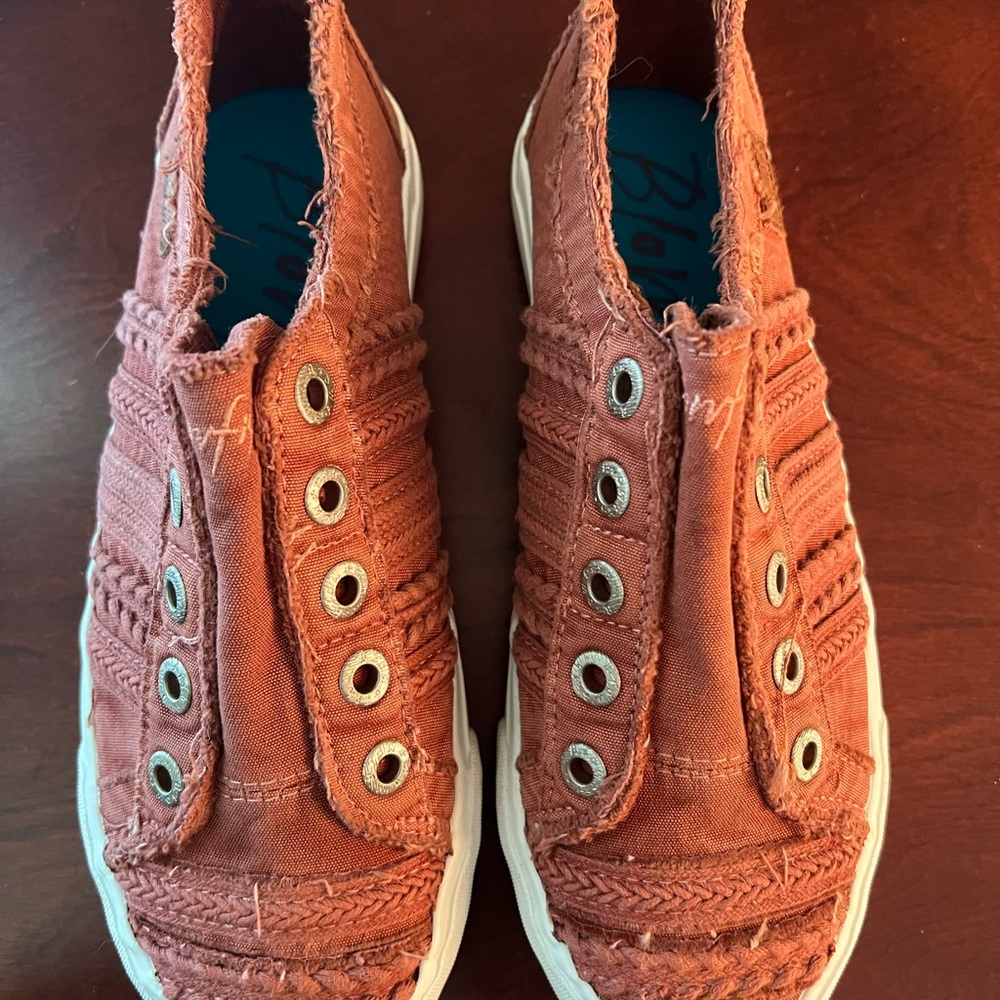 Rust Frayed Slip-On Sneakers - Picture 2 of 6